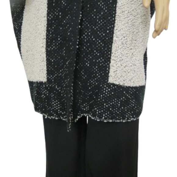 Juli Black and White Long Open Sweater Shawl - Picture 3 of 6